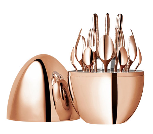 Wood Egg Rose Gold Tableware Set