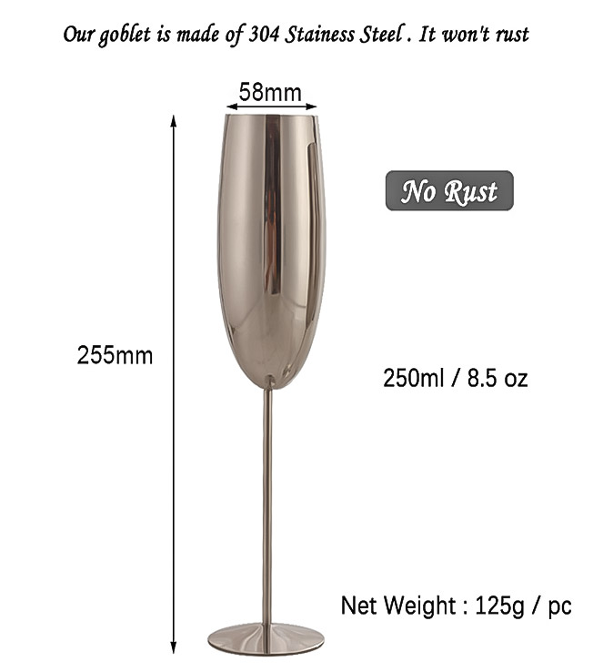 Stainless steel colorful tall red wine glass